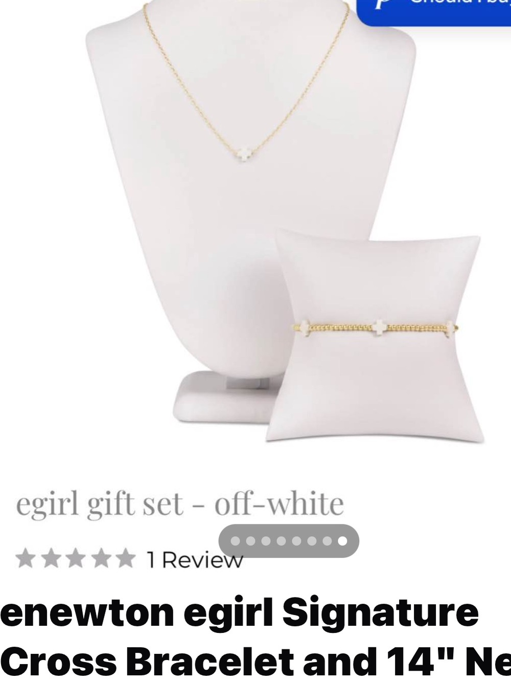 egirl Signature Off-White Cross Necklace and Bracelet Set - Gold Chain